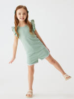 Conjunto De Verano Para Bebé Niña 2024 Shorts Y Camiseta Cómodo Transpirable Ropa De Casa Estilo Casual Sin Mangas Cuello Redondo - details 8
