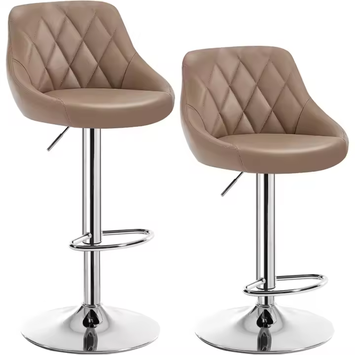 2X Taburete de Bar con Respaldo Terciopelo Taburetes Alto Cocina Regulable en Altura Taburete Giratorio Sillas Bar Taburete de Escritorio Negro - 1