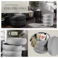 Taburete Almacenaje Bouclé, Carga: 120 kg, MDF, Puff Almacenaje, Taburete Dormitorio, Reposapies Puff, Zapatero Entrada Recibidor, Asiento Acolchado, Ideal Salón Hogar - 42 x 47 cm Crema - details 67