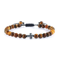Pulsera de Piedra Natural 6mm Estilo Trenzado para Hombres y Mujeres Cruza de Oración Jesús - details 3