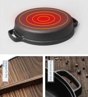 Sartén de hierro fundido duradera de 22/25 cm antiadherente y gruesa con tapa, doble asa, wok de hierro para cocina de gas e inducción. - details 11