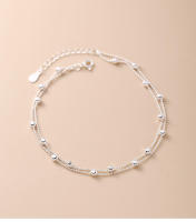 Tobillera de Plata Esterlina de Doble Capa Estilo Coreano Sencillo Accesorio de Amigo Estudiante - details 0