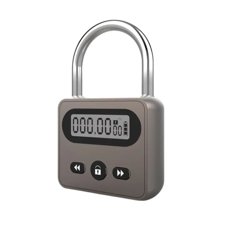Pantalla LCD, bloqueo de temporizador de Metal, multifunción, 99 horas de tiempo máximo, bloqueo de seguridad, recargable por USB, temporizador electrónico con bordes lisos - 1