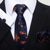 Juego de pañuelos y gemelos florales, corbatas de moda para hombre, 4 piezas - details 2