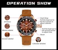 Reloj de cuarzo informal para hombre, correa de cuero genuino Crazy Horse, luminoso, resistente al agua, reloj de moda, regalo para él - details 6