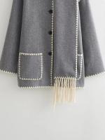 Chaqueta elegante suelta de media temporada para mujer, cuello con bufanda en zigzag, ropa de moda, otoño e invierno, 2024 - details 35