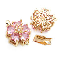 4 juegos de collares de flores de latón y circonita de Color dorado de 18K, cierres de conexión, suministros para hacer joyas Diy, accesorios para mujer - details 17