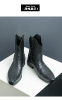 Nuevas botas de cuero con cremallera lateral para hombre, zapatos de cuero de caña alta con relieve - details 5