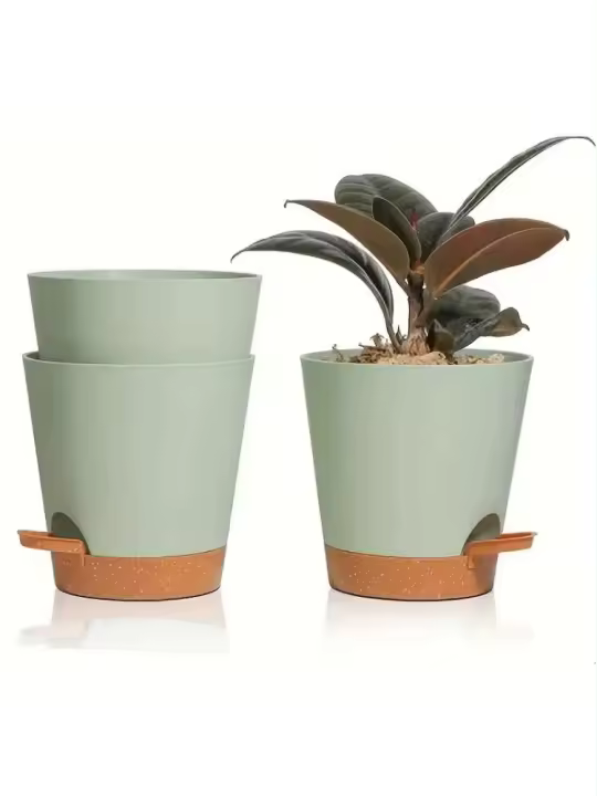Planta de interior y exterior riego automático flor de alto drenaje ETA, con bandeja de almacenamiento, 7 pulgadas, 3 paquetes - 1