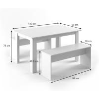 Mesa de comedor Sentio, antracita/roble dorado, 90 x 140 cm con 2 bancos - details 34