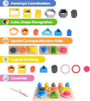 Juguetes de clasificación y apilado de madera Montessori para niños pequeños, clasificador de Color de forma educativa - details 3