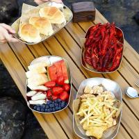 Plato de aperitivos de acero inoxidable 304, platos irrompibles de estilo coreano para servir comida, plato de barbacoa ovalado resistente a caídas, patatas fritas - details 15