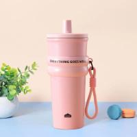 Botella térmica creativa de acero inoxidable 304 con pajita, taza de bebida fría a la moda de 710ml, termo portátil a prueba de fugas para oficina - details 12