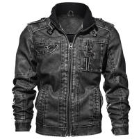 Chaqueta lavada 3D con cuello levantado para hombre, chaqueta moto talla grande, nueva - details 4