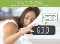 Alarma de espejo digital, reloj de cabecera LED con temperatura, repetición, reloj de brillo ajustable con espejo de maquillaje-Negro - details 1