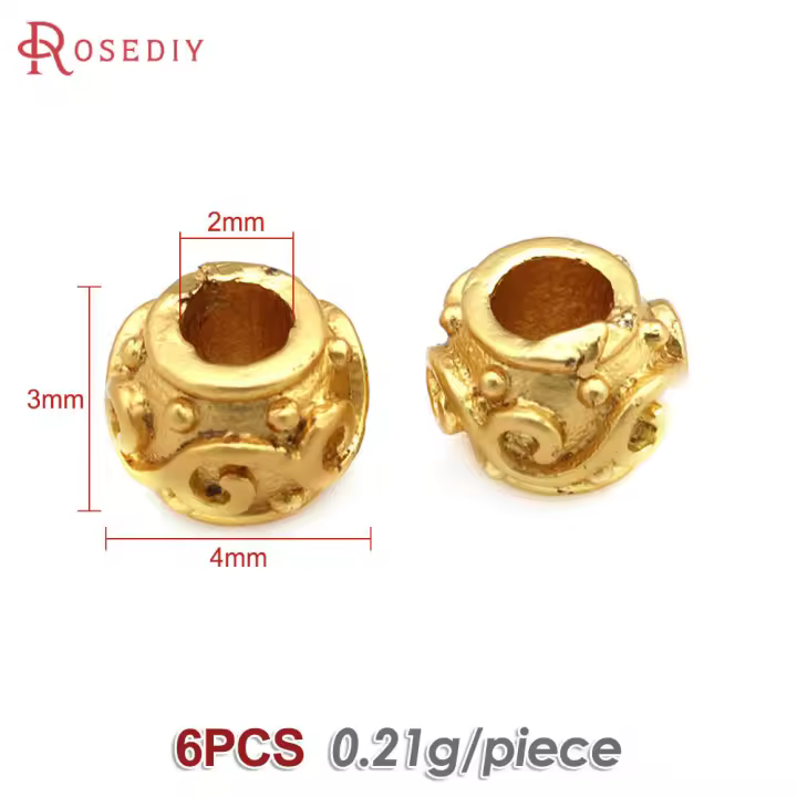 Cuentas de ojo de libélula de latón de Color dorado de 18K con patrón, cuentas espaciadoras de barril de bola redonda, fabricación de joyería, accesorios de pulseras Diy - 1