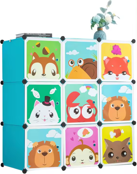Armario Infantil Modular con Dibujos Animados Estantería Portátil para Ropa, Zapatos, Juguetes - 1