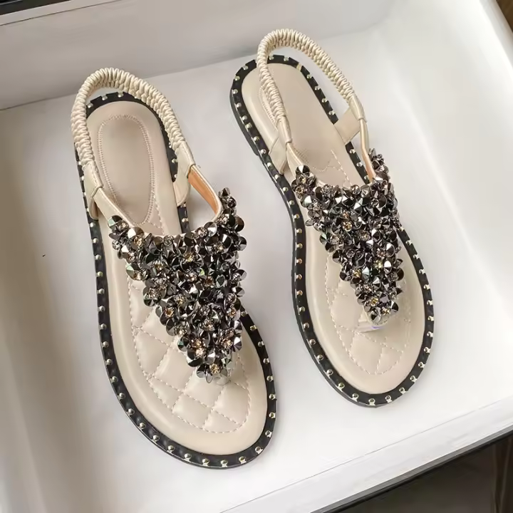 Sandalias de moda para mujer, verano, planas, nuevas, populares, con cuentas de hadas, estilo viento, talla grande. - 1