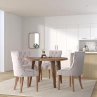 Salón Aberdeen Tapizado en Terciopelo Silla de Comedor con Base de Madera Estilo Escandinavo - details 1