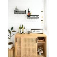 Juego de 2 estantes de Madera rústica para Botellas de Vino con suspensión de Vasos, diseño de Plantas Modernas con Soporte de Almacenamiento para exhibición de Vino, para Cocina, Comedor, Bar - details 15