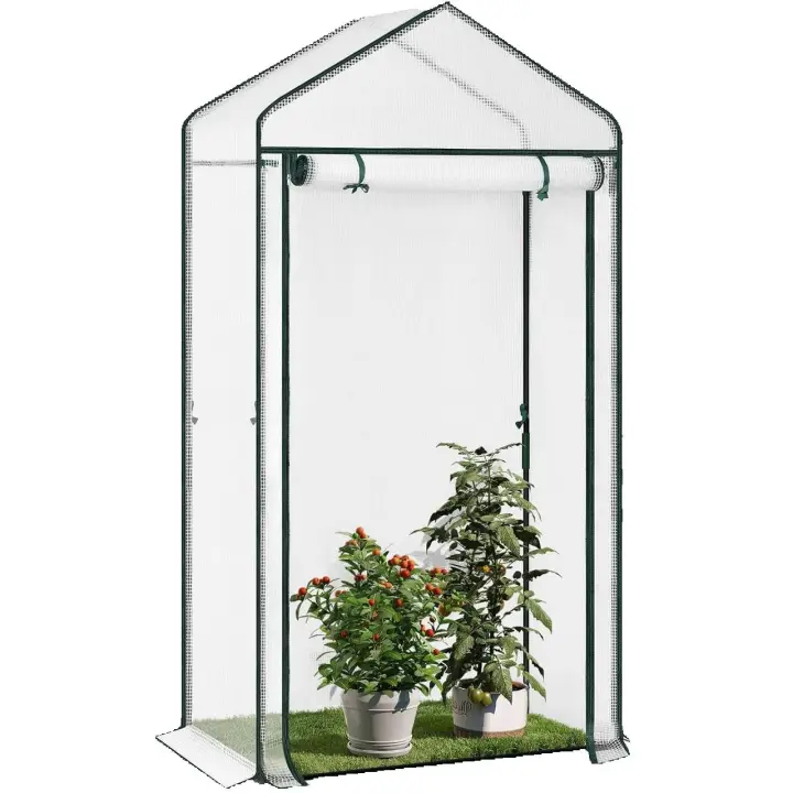 Invernadero de aluminio, invernadero de casa de jardín, 100x50x190cm blanco - 1