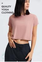 Blusa holgada sin costuras para mujer, Top corto de manga corta para Yoga, correr, Fitness, gimnasio, secado rápido - details 1