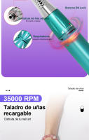 35000RPM Taladro Eléctrico para Uñas Portátil sin Cable Velocidad Ajustable Bajo Ruido - details 3