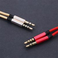 Macho de 3,5 mm a conector de 3,5 mm, enchufe chapado en oro, línea de altavoz trenzado de nailon, control de volumen, cable auxiliar, cable auxiliar para coche, cable de audio - details 1