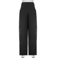 Pantalones anchos sueltos de estilo retro de cintura alta para mujer - details 7