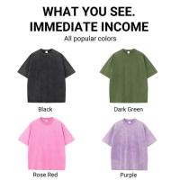 Camiseta lavada de algodón para hombre, cuello redondo, manga corta, informal, básica, transpirable, clásico, para Deporte, 100% - details 1