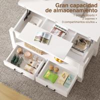 Centro Elevable, Mesa de Salón con Cajón y Compartimento Oculto, Mesas Elevables Modernas Convertibles en Comedor, 100 x 50 cm, Blanco - details 3
