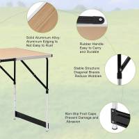 Mesa Plegable de Aluminio y Acero Ideal para Acampar, Cenar al Aire Libre, Jardín, Balcón, Fiesta de Familia, Barbacoa Muebles y Organización - details 4