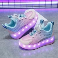 Zapatillas deportivas informales luminosas recargables por USB para niños y niñas, rueda de luz LED, patines deportivos para exteriores - details 15