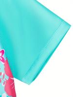Conjunto De Baño De Dos Piezas Para Niñas Con Estampado De Flores, Top De Manga Corta Y Pantalones Cortos Deportivos Para La Playa O La Piscina - details 6