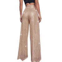 Moda femenina New -End Color sólido Pierna ancha con lentejuelas drapeadas Pantalones casuales para mujer - details 25