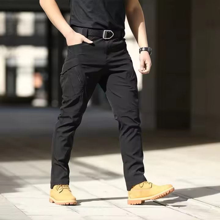 Pantalones de Correr y Montañismo para Hombre Ropa Casual de Entrenamiento al Aire Libre con Múltiples Bolsillos y Cierre de Crema Talla Medio Negro - 1