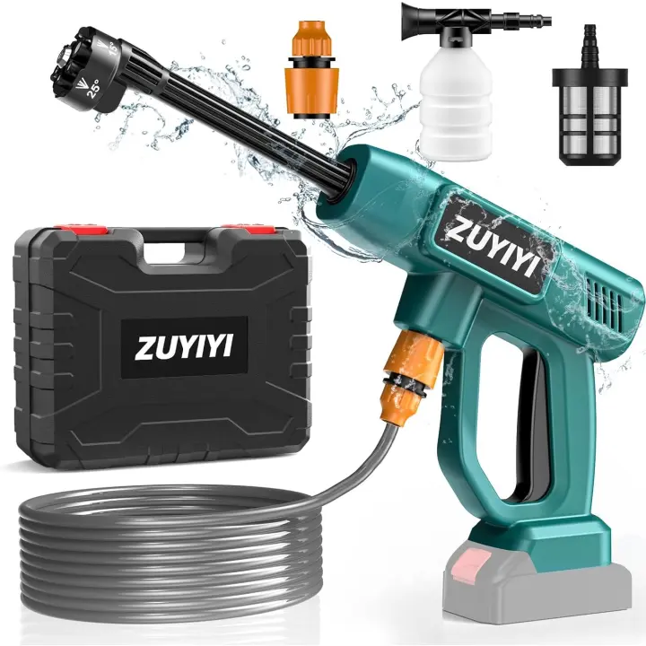 Lavadora a presión inalámbrica para batería Makita de 18 V, limpiador eléctrico portátil de 970 PSI, pistola de lavado de autos de alta presión de mano, boquilla 6 en 1 para lavar autos, vallas, revestimientos (batería NO incluida) - 1