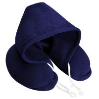 Almohada de avión en forma de U con sudadera con capucha, almohada de viaje suave y cómoda para el cuello con capucha - details 0