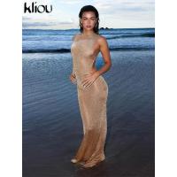 Vestido Largo Brillante de Kliou Mango de Espalda Transparente Elegante para Mujeres en Verano - details 17