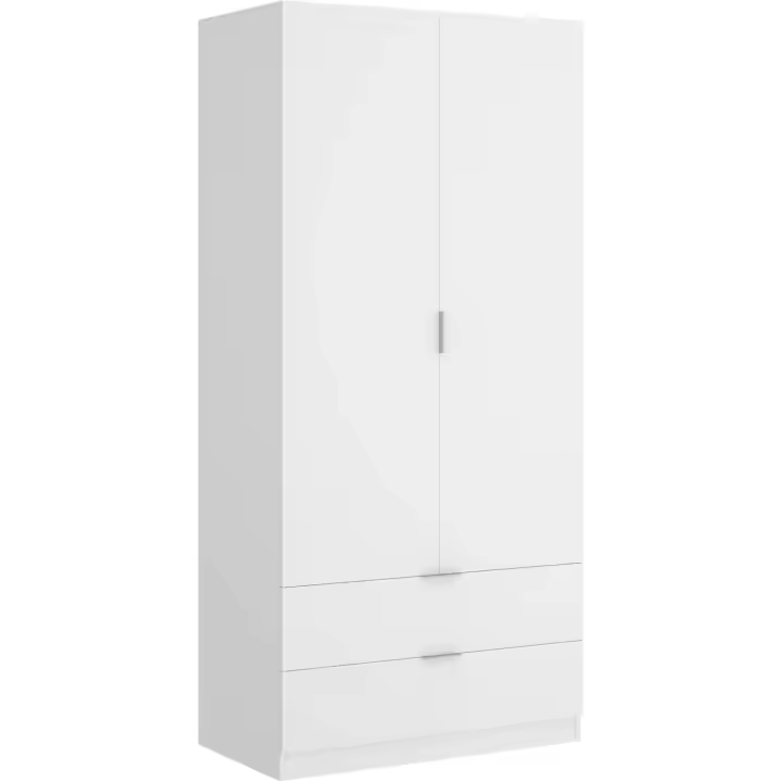 Armario ropero 2 Puertas+2cajones, Blanco, 81x184x52 cm - 1
