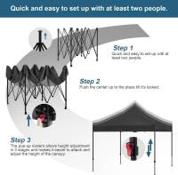 Gazebo Party Tent 3x3m con 4 paredes laterales y puerta con cremallera y ventana gris - details 1