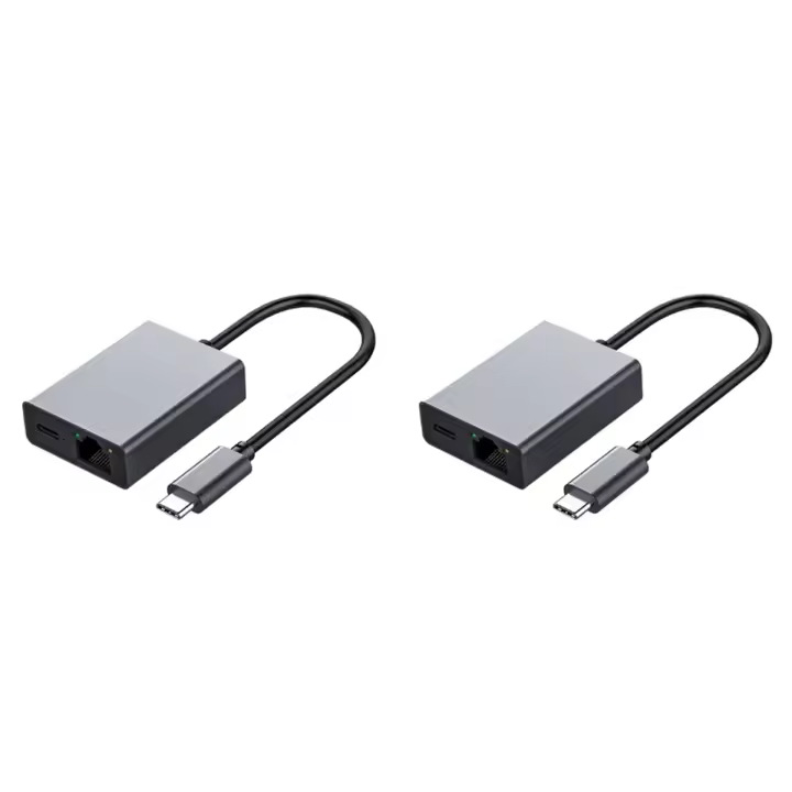 Adaptador de base USB C para Google TV 4K, Ethernet, USB C a Ethernet, Plug and Play, compatible con carga PD, 2 uds. - 1