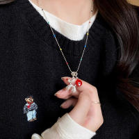 Lindo collar con colgante de perro con globo de frijol rojo para mujer 2025 nuevos accesorios de cadena de suéter de gama alta de primavera y verano - details 3