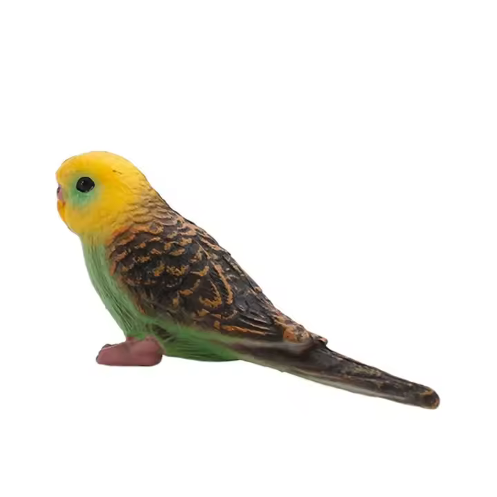 Miniaturas coleccionables, periquito de imitación, loro, juguete educativo de plástico, periquito, adorno de loro de dibujos animados, mesa - 1