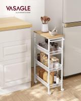 Carro de 4 Niveles, Carro Estrecho de Cocina con Ruedas, con Asa, para Espacio Reducido, 22 x 45,4 x 77 cm, para Cocina, Baño, Salón, Estudio, Marrón Rústico y Negro LRC033B01 - details 55