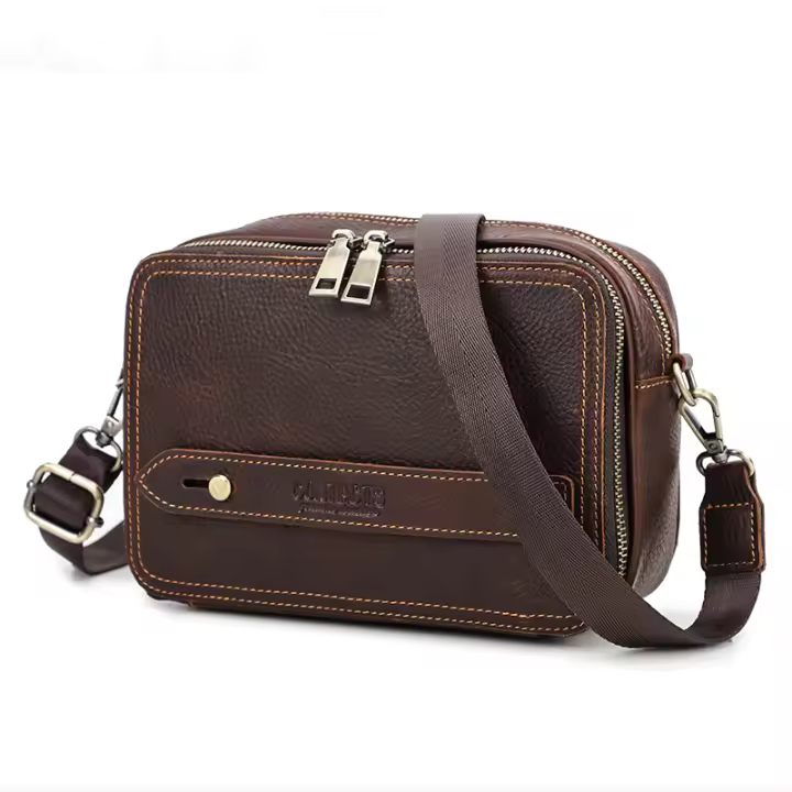 Bolsos Mini de Hombro para Hombre Retro de Cuero Genuino Bolsos Bandolera Casuales Bolsos de Mano Pequeños Vintage Material de Lining Poliéster Temporada Primavera/Verano - 1