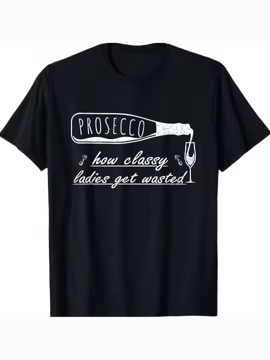 Prosecco How Classy Ladies Get Wasted Camiseta Regalo para papá Manga corta con cuello redondo suave y cómoda - 230 g - 1