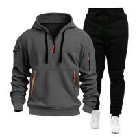 Conjunto de dos piezas con sudadera con capucha y pantalones deportivos para hombre, nuevo para primavera e invierno. - details 8