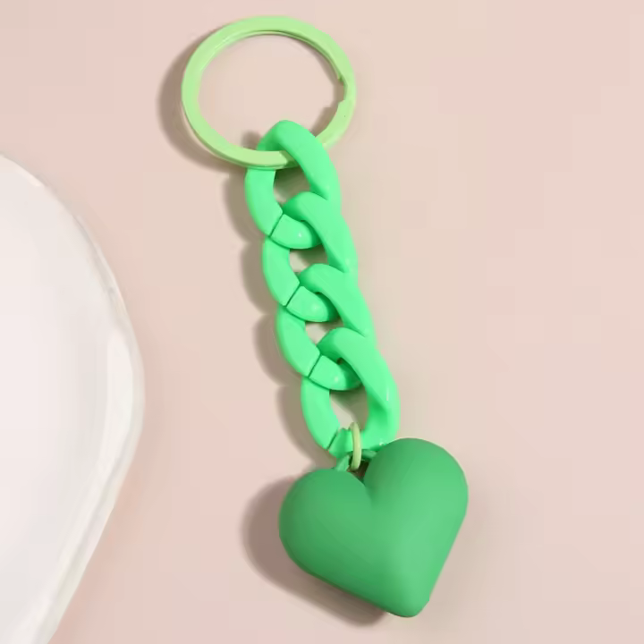 Llavero de Corazón Hecho a Mano Cadena de Plástico Acrílico para Bolsos y Llaves de Mujeres - 1