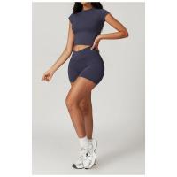 Ropa deportiva de alta resistencia de secado rápido de manga corta Yoga Tre de color sólido - details 2